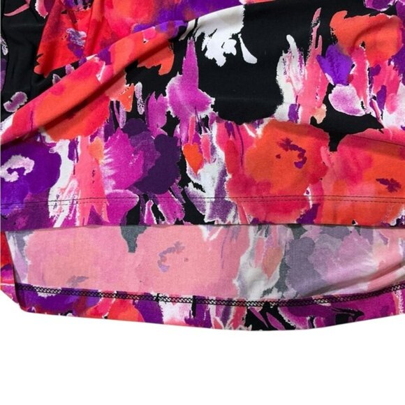 Sandra Darren Dress Beaded Keyhole Watercolor Floral Slip On Black Pink Size 12 - Picture 13 of 16